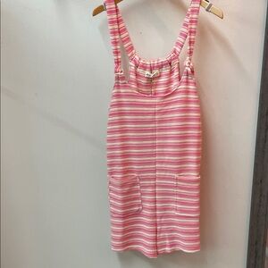 Very J Pink Striped Romper NWT